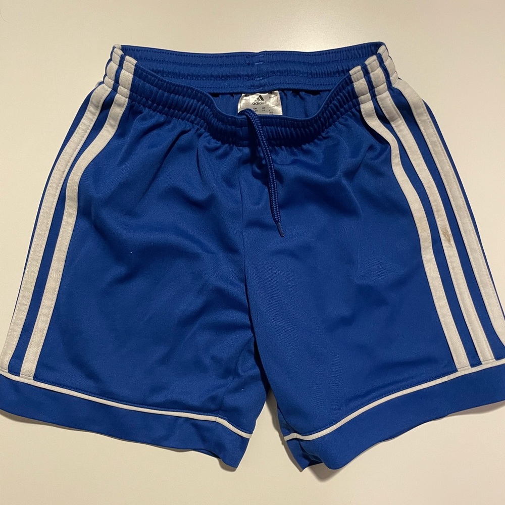 adidas Kids Blue Shorts with White Stripes